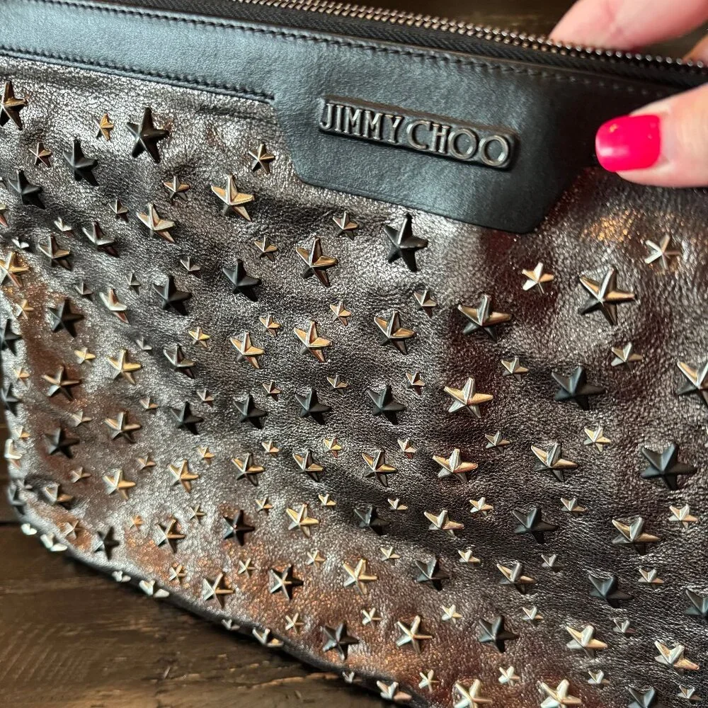 Jimmy Choo Dark Gray Star Studded Clutch